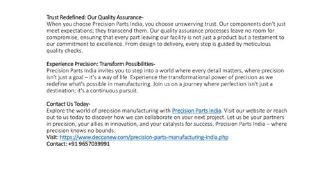 Ppt Precision Parts India Redefining Excellence In Precision