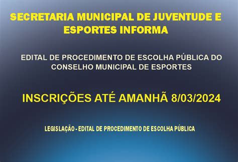 Inscrições Conselho de Esportes Prefeitura Municipal de Vespasiano