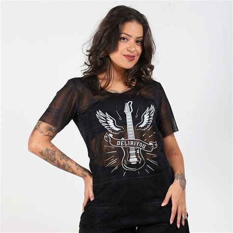 Blusa Tule Xadrez Deliriyou Rock Deliriyou