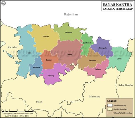 Banaskantha Tehsil Map, Banaskantha Taluka