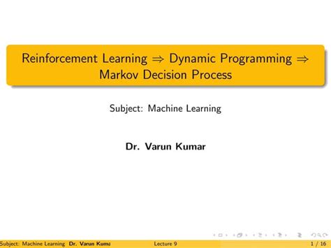 Lecture 9 Markov Decision Process Ppt