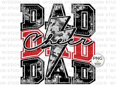 Cheer Dad Png Image Lightning Bolt Cheer Black Red Design Sublimation