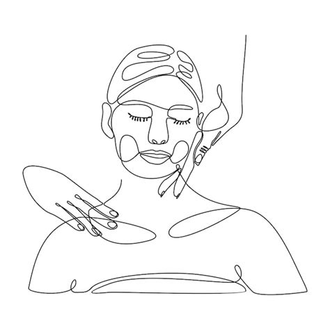 Premium Vector Continuous Line Drawing Of Beautiful Woman Doing Relaxing Massage Vector