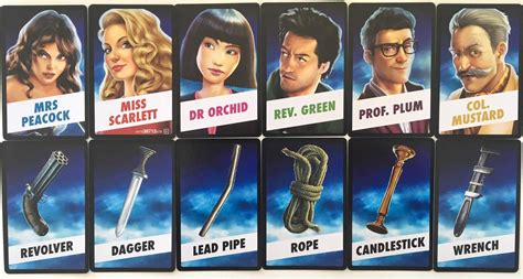 Clue Board Game Replacement Card Set All 21 Cards Weapons Suspects Roomslocations