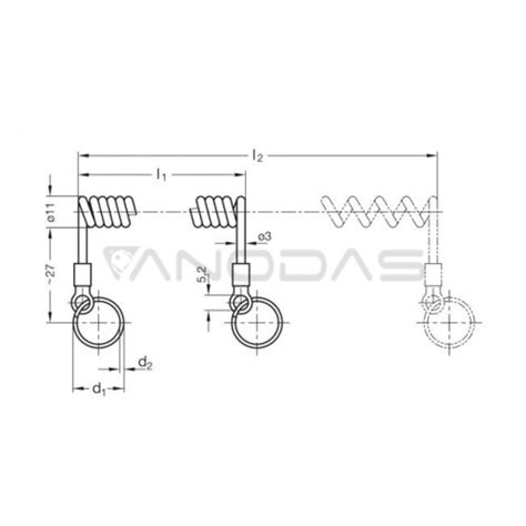 Spiralinis apsauginis kabelis GN 111 4 50 14 su dviem žiedais