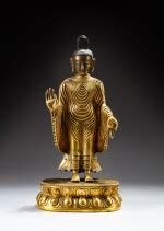 A Rare Gilt Bronze Standing Figure Of Udayana Buddha Qing Dynasty