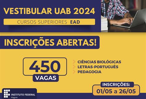 Vestibular Do Ifal Oferta Vagas De Gradua O A Dist Ncia