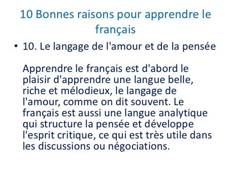 10 Bonnes Raisons Pour Apprendre Le Français