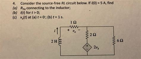 Solved Consider The Source Free Rl Circuit Below If Chegg