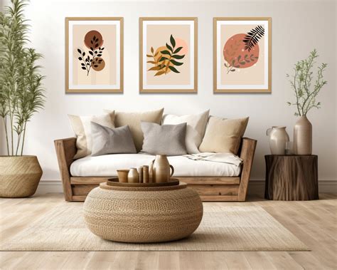 Boho Chic Printable Wall Art Set Von Abstrakten Boho Drucke Beige