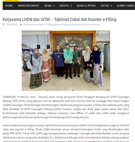 Fakulti Perakaunan UiTM Pahang Penerbitan Bertajuk Kerjasama LHDN Dan