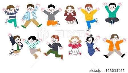色鉛筆で描いたジャンプする人々のイラストのイラスト素材 [123035465] - PIXTA