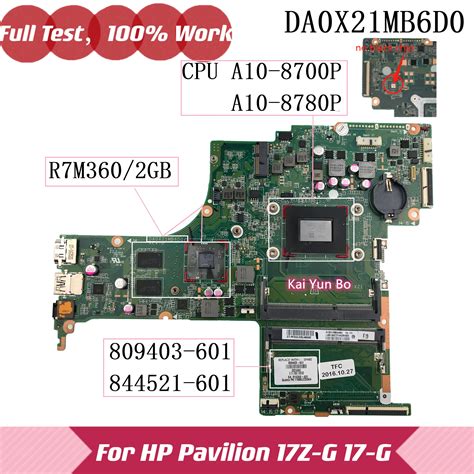 Placa Base DA0X21MB6D0 X21 809403 601 001 501 HP Pavilion 17 G 17Z G