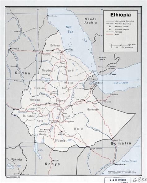 Large Detailed Political Map Of Ethiopia With Relief Roads Railroads