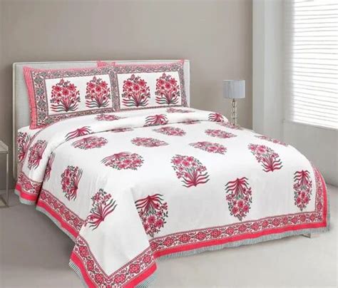 Multicolor Hand Block Print Bed Sheet For Home Hotel Salon Size