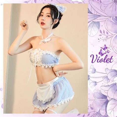 Jual Violet Set Lingerie Cd Bando Sexy Model Costume Maid Deluxe