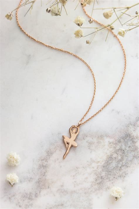 Tiny Gold Ballerina Necklace Dainty Ballet Charm 9k 14k 18k Etsy