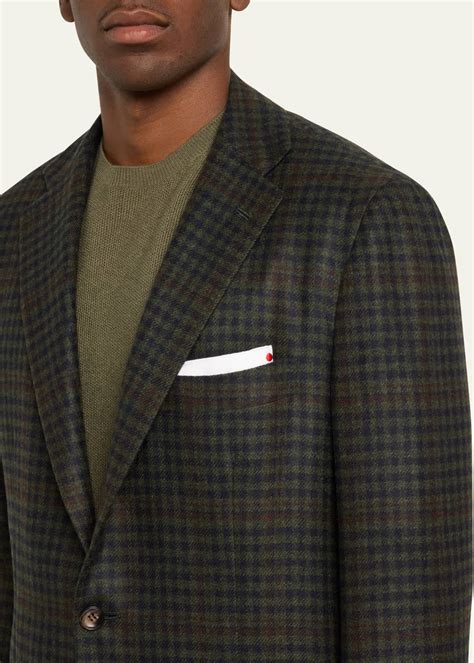 Kiton Mens Cashmere Wool Houndstooth Sport Coat Bergdorf Goodman