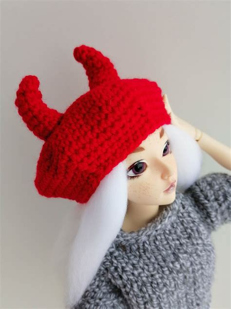 Free Crochet Patterns Beret With Devil Horns For Bjd Doll Step Etsy