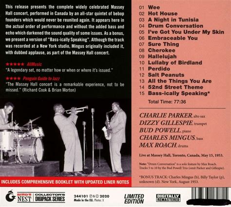 Charlie Parker Jazz At Massey Hall 1953 1 Bonus Track Cd Jpc