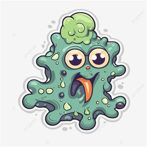 Amoeba Clipart Cartoon Character With Green Tongue And Eyes Od Vector ...