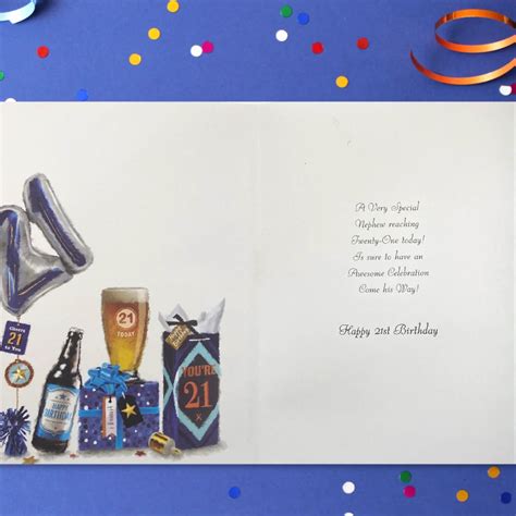 Special Nephew Age 21 Beer And Balloons Birthday Card The Celebration Store