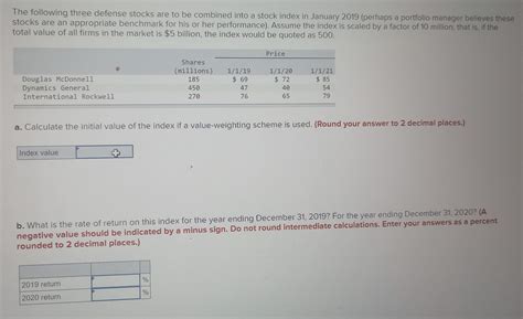 Solved The Following Three Defense Stocks Are To Be Combined Chegg