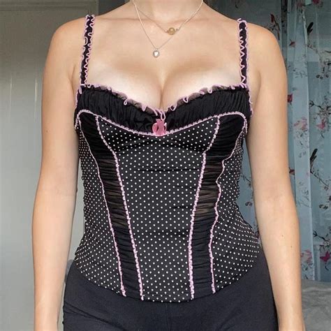 Ann Summers Women S Black And Pink Corset Depop