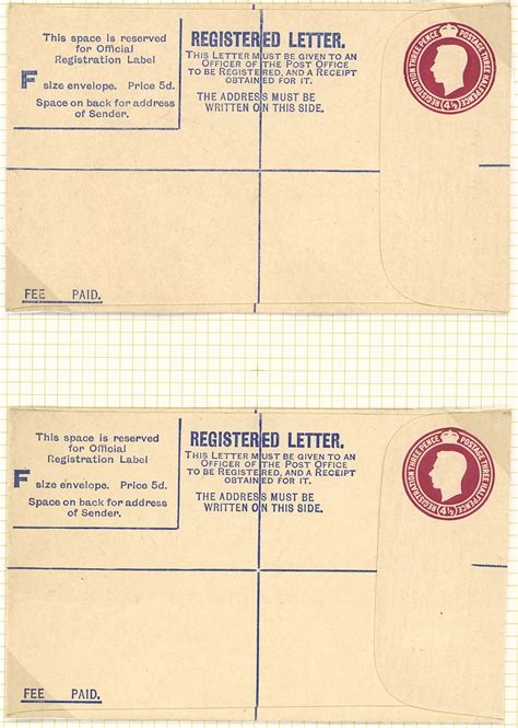 Great Britain Postal Stationery Registered Envelopes Issue