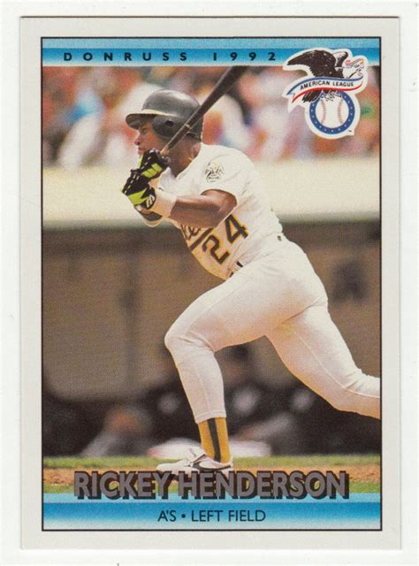 Rickey Henderson 30 1992 Donruss Baseball Rickey Henderson