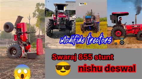 Swaraj 855 ka खतरनक stunt for nishu deswal Modifide trectors video