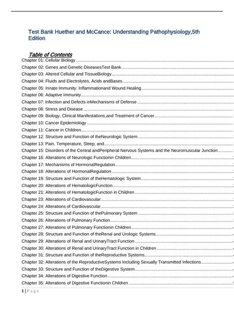 TEST BANK UNDERSTANDING PATHOPHYSIOLOGY 5TH EDITION HUETHER AND