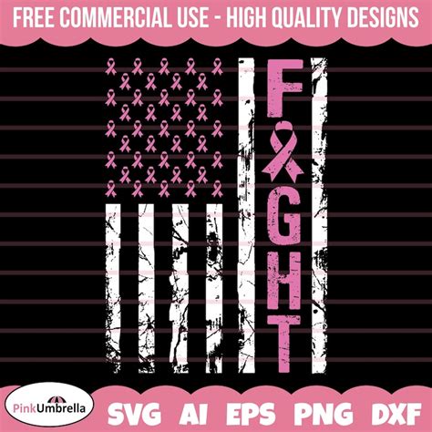 Breast Cancer Fight Usa Flag Svg Cancer Ribbon Svg Breast Etsy