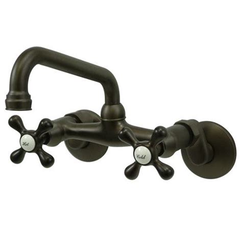 Kingston Brass Cross Handle Oil Rubbed Bronze Wall Mount Kitchen Fauce