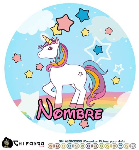 Oblea personalizada para tartas de Unicornio disco Chipanga Artículos