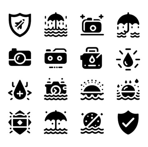 Premium Vector Waterproof Icon Set Water Resistant Signs Collection