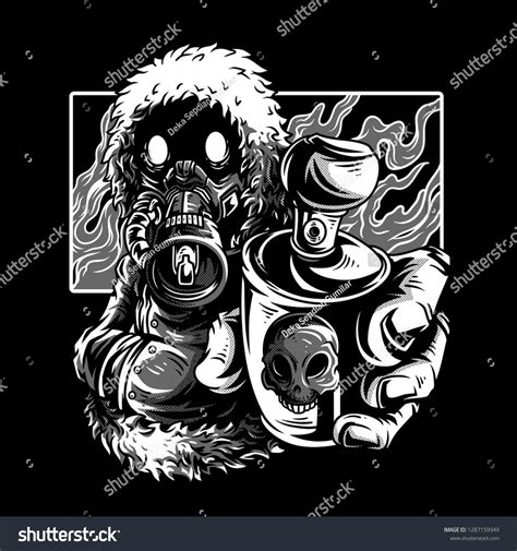 Graffiti Artist Black White Illustration Stock Vector (Royalty Free ...