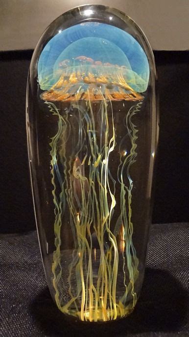 Love His Work Blue Moon Glass Jellyfish Sculpture Satava Glass