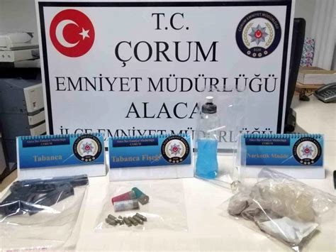 Çorum Alaca da Uyuşturucu Operasyonu 532 Gram Metafetamin ve 1 Tabanca