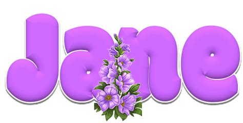 Purple Flowers Jane In Glitter Text