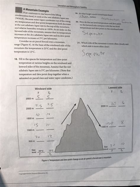 Solved Saturation And Atmospheric Stability A Mountain