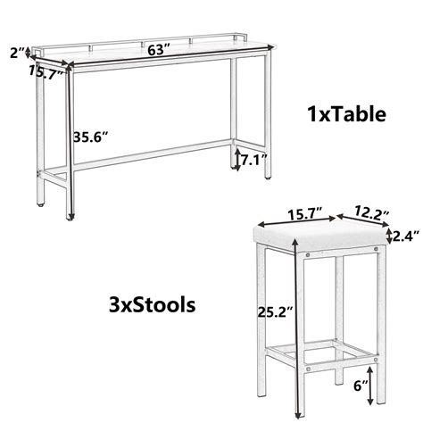 P Purlove Piece Counter Height Dining Table Set Long Console Dining