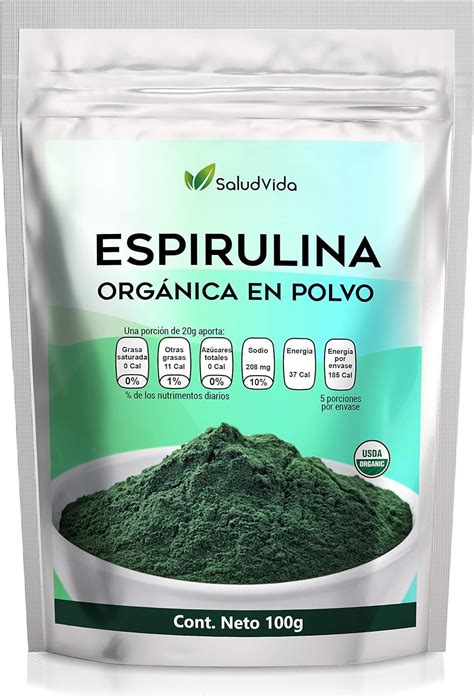 Alga Espirulina En Polvo Orgánica 100 Gramos Mx