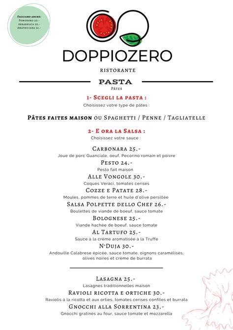 Carte Et Menus Doppiozero A Re Thefork