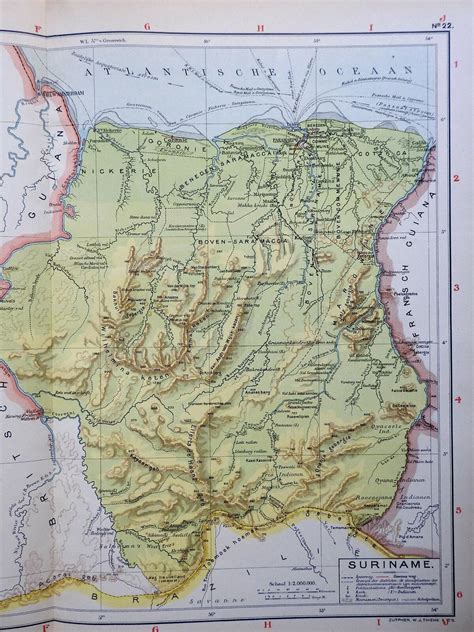 Dutch Colonies of South America Suriname Dutch Antilles Curacao 1927 Thieme map: (1927) Map ...