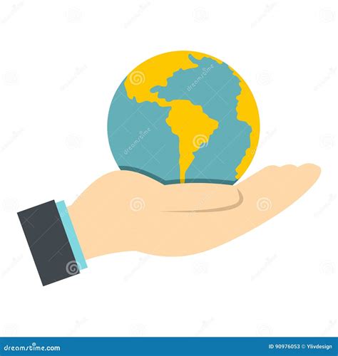 Hand Holding Globe Icon Isolated Stock Vector Illustration Of Care