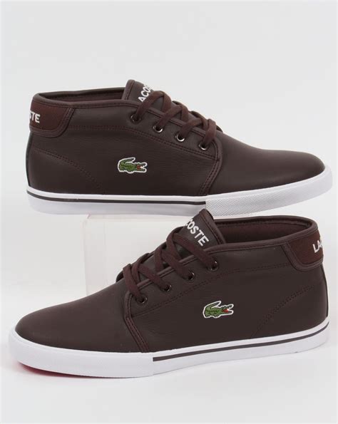 Lacoste Ampthill Leather Trainers Dark Brownbootsshoessneakersmens