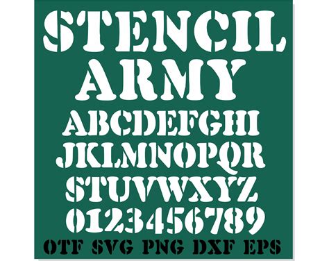 Army Stencil Font Ttf Svg Png Stencil Army Font Otf Stencil Font Svg