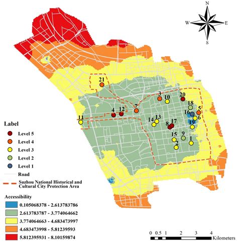 Spatial Distribution Of The Cumulative Impact Level Of Suzhou Classical