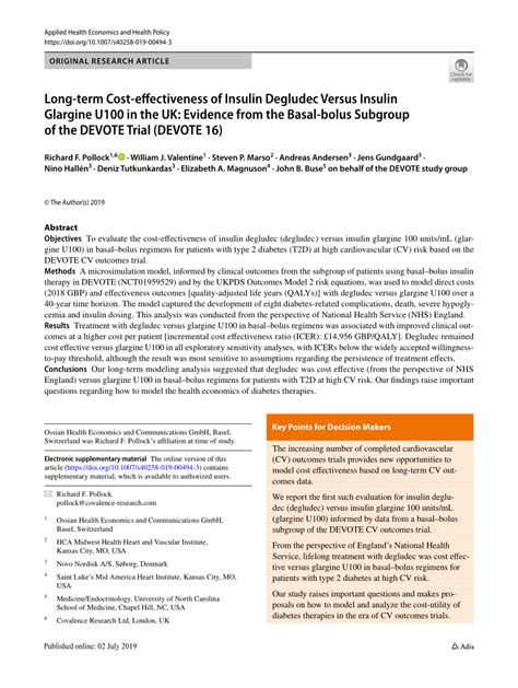 Pdf Long Term Cost Effectiveness Of Insulin Degludec Versus Insulin